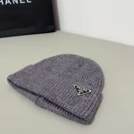 Prada Metal Triangle Logo Ribbed Knit Beanie - Image 6