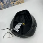 Dior Black Leather Beret with Gold tone DIOR Metal Logo, Vintage Painter Cap, Unisex Autumn/Winter Fashion Hat Accessory - Image 7