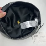 Dior Black Leather Beret with Gold tone DIOR Metal Logo, Vintage Painter Cap, Unisex Autumn/Winter Fashion Hat Accessory - Image 6