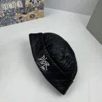 Dior Black Leather Beret with Gold tone DIOR Metal Logo, Vintage Painter Cap, Unisex Autumn/Winter Fashion Hat Accessory - Image 4