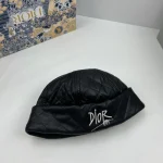 Dior Black Leather Beret with Gold tone DIOR Metal Logo, Vintage Painter Cap, Unisex Autumn/Winter Fashion Hat Accessory - Image 3