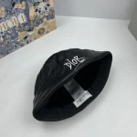 Dior Black Leather Beret with Gold tone DIOR Metal Logo, Vintage Painter Cap, Unisex Autumn/Winter Fashion Hat Accessory - Image 2