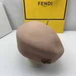 Fendi Classic Metal Logo Wool Beret, Black/Camel Vintage Painter Hat, Unisex Autumn/Winter Warm Fashion Hat Accessory - Image 4