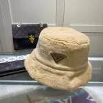Prada Milano Rabbit Fur Bucket Hat with Triangle Logo,Multiple Colors Available - Image 12