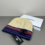 Chanel Iconic Rainbow Stripe Knit Beanie with 3D CC Logo, Wool Winter Hat, Unisex Autumn/Winter Fashion Accessory - Image 4