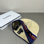 Chanel Iconic Rainbow Stripe Knit Beanie with 3D CC Logo, Wool Winter Hat, Unisex Autumn/Winter Fashion Accessory - Image 6