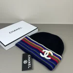 Chanel Iconic Rainbow Stripe Knit Beanie with 3D CC Logo, Wool Winter Hat, Unisex Autumn/Winter Fashion Accessory - Image 9