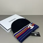 Chanel Iconic Rainbow Stripe Knit Beanie with 3D CC Logo, Wool Winter Hat, Unisex Autumn/Winter Fashion Accessory - Image 10