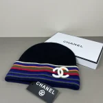 Chanel Iconic Rainbow Stripe Knit Beanie with 3D CC Logo, Wool Winter Hat, Unisex Autumn/Winter Fashion Accessory - Image 11