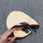 Chanel Classic Color-Block Stripe Knit Beanie with 3D CC Logo, Unisex Autumn/Winter Fashion Accessory - Image 3
