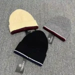 Chanel Classic Color-Block Stripe Knit Beanie with 3D CC Logo, Unisex Autumn/Winter Fashion Accessory - Image 2