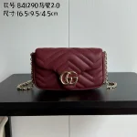Gucci GG Marmont Burgundy Quilted Chain Shoulder Bag for Women - Vintage Style Double G Logo Crossbody Purse - Image 4