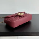 Gucci GG Marmont Burgundy Quilted Chain Shoulder Bag for Women - Vintage Style Double G Logo Crossbody Purse - Image 7