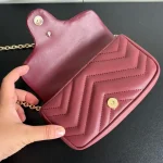 Gucci GG Marmont Burgundy Quilted Chain Shoulder Bag for Women - Vintage Style Double G Logo Crossbody Purse - Image 9