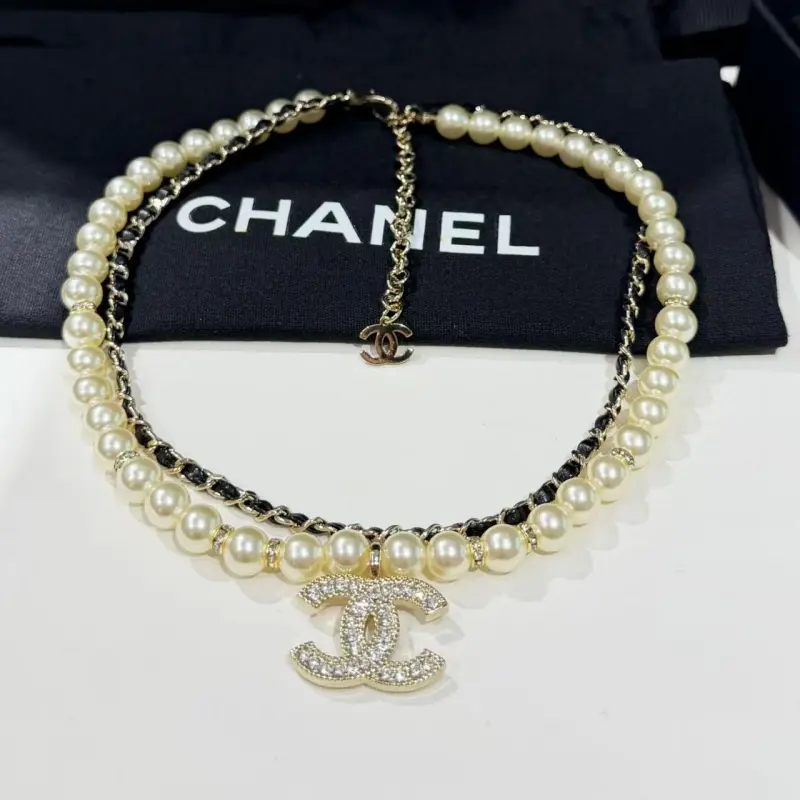 wsxc1790615378030_3 Chanel 25C Leather-Threaded Pearl Double Chain Necklace - Image 1