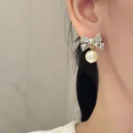 Chanel Bowknot Faux Pearl Earrings (Gold / Silver Tone) - Image 5