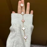 VCA Natural Mother of Pearl Alhambra Jewelry Necklace/Bracelet （ Pink&Gold Tone / White&Silver Tone.） - Image 3