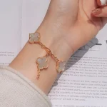 VCA Natural Mother of Pearl Alhambra Jewelry Necklace/Bracelet （ Pink&Gold Tone / White&Silver Tone.） - Image 6