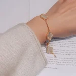 VCA Natural Mother of Pearl Alhambra Jewelry Necklace/Bracelet （ Pink&Gold Tone / White&Silver Tone.） - Image 10