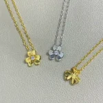 VCA-inspired clover necklace, rhinestone studded center. - Image 2