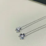 VCA-inspired clover necklace, rhinestone studded center. - Image 5