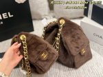 Chanel 26A Hobo Fur Bucket Bag, Drawstring Handbag with Chain Strap - Image 3