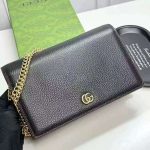 Gucci GG Marmont Women's Black Leather Chain Wallet (comes with a case)
