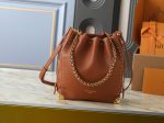LV Noé Trunk Brown Grainy Leather Chain Bucket Bag (with Metal Corner Guards)