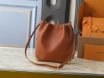 LV Noé Trunk Brown Grainy Leather Chain Bucket Bag (with Metal Corner Guards) - Image 3