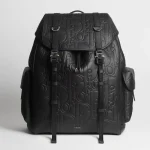 Dior Hit The Road Black Dior Gravity Embossed Leather Flap Backpack with CD Mini Buckle & Nylon Straps （without box）