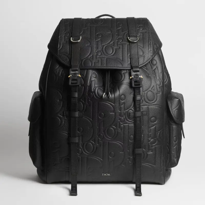 微信图片_20260923160954_187_23 Dior Hit The Road Black Dior Gravity Embossed Leather Flap Backpack with CD Mini Buckle & Nylon Straps (without box) - Image 1