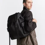 Dior Hit The Road Black Dior Gravity Embossed Leather Flap Backpack with CD Mini Buckle & Nylon Straps （without box） - Image 8