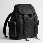 Dior Hit The Road Black Dior Gravity Embossed Leather Flap Backpack with CD Mini Buckle & Nylon Straps （without box） - Image 2