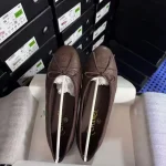 Chanel Dark Brown Quilted Bow Ballerina Flats with CC Logo - Image 3