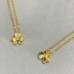 VCA-inspired clover necklace, rhinestone studded center. - Image 3