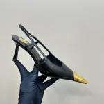 YSL Jeanne Slingback Pumps— Pointed Toe, Metal Cap Toe ,Stiletto,Heel Height: 7.5 cm - Image 3