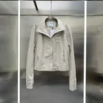 Courrèges AC Logo Leather Jacket - Snap Button Cropped Coat - Image 2