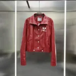 Courrèges AC Logo Leather Jacket - Snap Button Cropped Coat - Image 3
