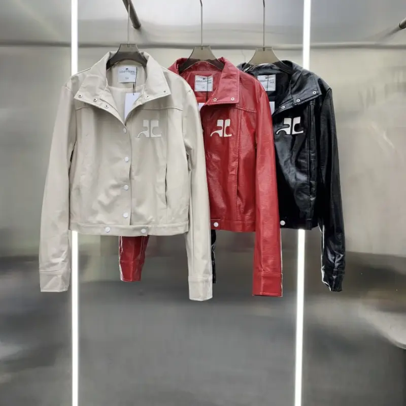 O1CN01mKHEsOl7RmI1SdaC_!!2222374721670-0-cib Courrèges AC Logo Leather Jacket - Snap Button Cropped Coat - Image 1