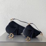 Dior Saddle Bag with Strap, Black Grained Calfskin Leather, Antique Gold Hardware
