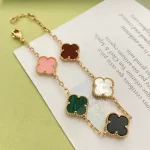 VCA Vintage Alhambra 5-Motif Bracelet with Mixed Gemstone - Image 2