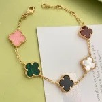 VCA Vintage Alhambra 5-Motif Bracelet with Mixed Gemstone - Image 3