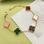 VCA Vintage Alhambra 5-Motif Bracelet with Mixed Gemstone - Image 4
