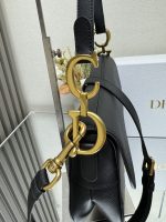 Dior Saddle Bag with Strap, Black Grained Calfskin Leather, Antique Gold Hardware - Image 3