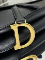 Dior Saddle Bag with Strap, Black Grained Calfskin Leather, Antique Gold Hardware - Image 4